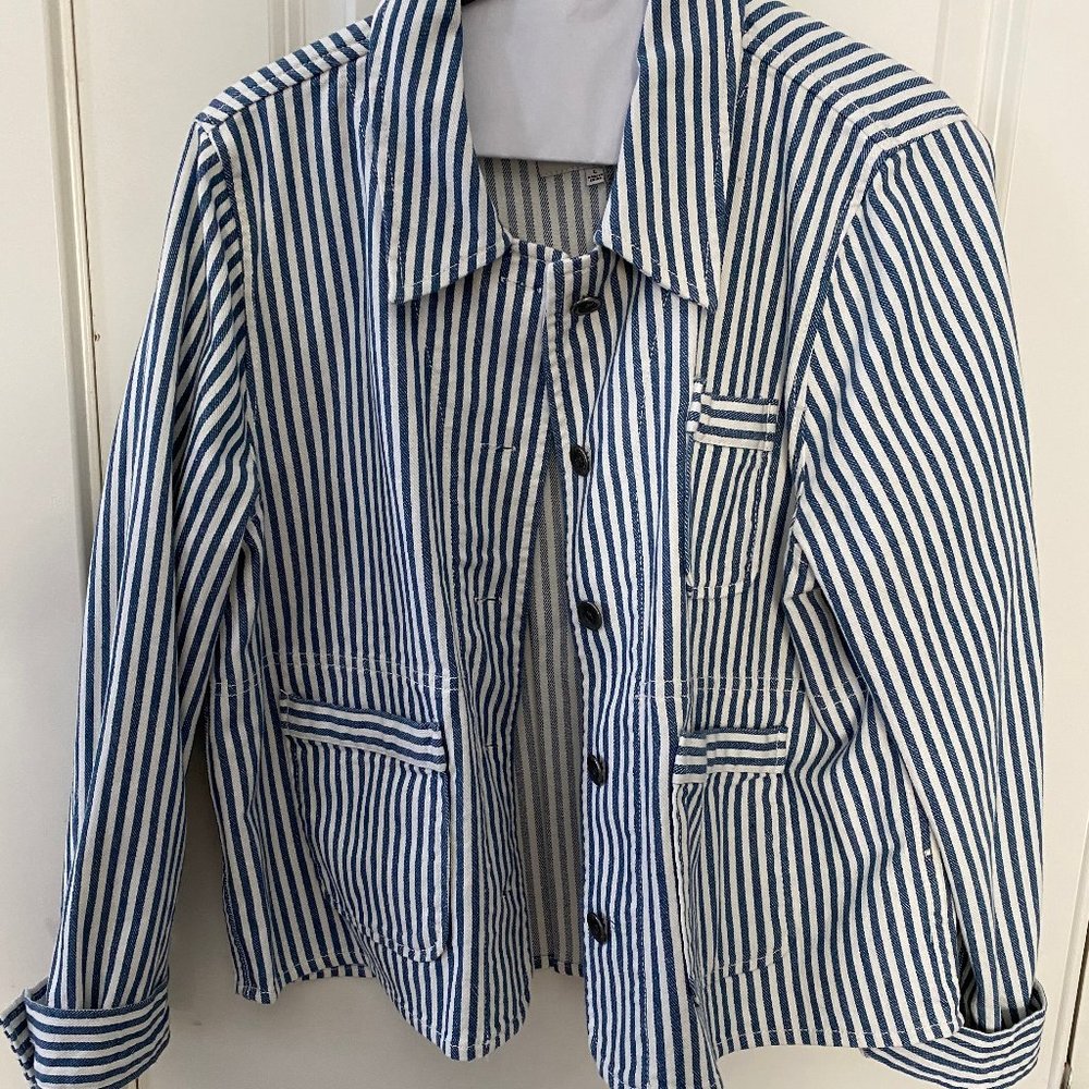 Madewell Striped Cropped Denim Jacket